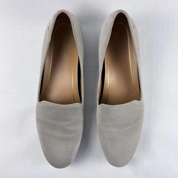 Vionic Women's Light Gray Suede Loafers - Picture 2 of 6